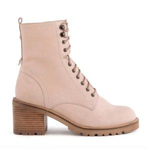 Seychelles Irresistible Leather Lace Up Boot in Pink Nubuck